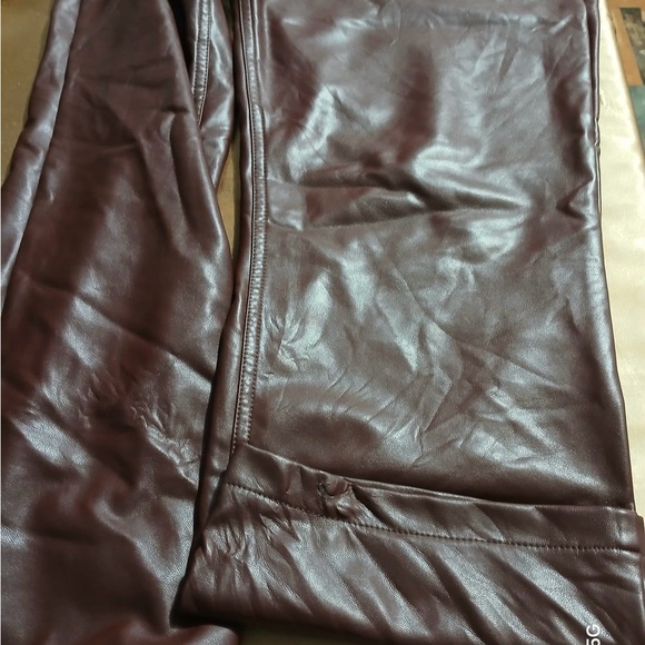 Abercrombie & Fitch Curve Leather 90s Straight Pants-Ultra High Rise Size 32/14 - Picture 15 of 16